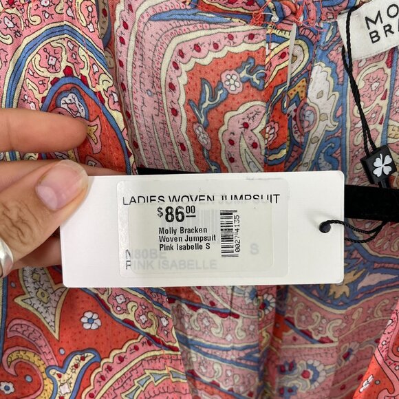 Molly Bracken Women's Multicolor Pink Isabelle Paisley Woven Jumpsuit Size S/XL - Picture 12 of 15